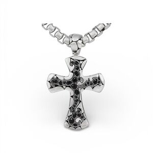 John Hardy Dayak Kali Lava Cross Sapphire Sterling Silver Pendant 21.4 Grams